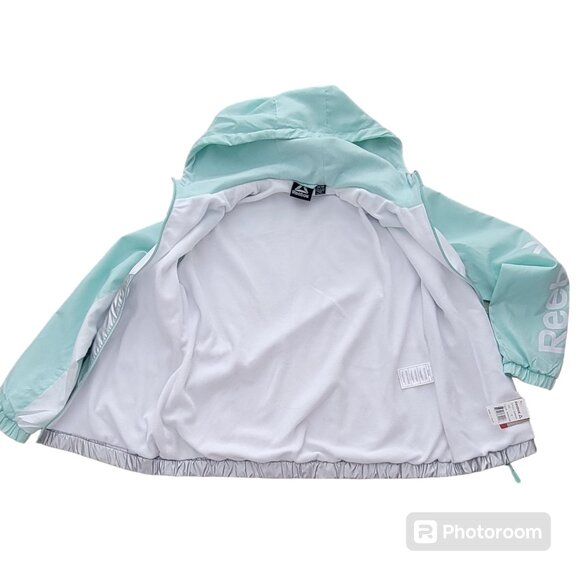 Reebok Mint Metallic Hooded Polar Fleece Lined Track Jacket Windbreaker NEW - Picture 8 of 15